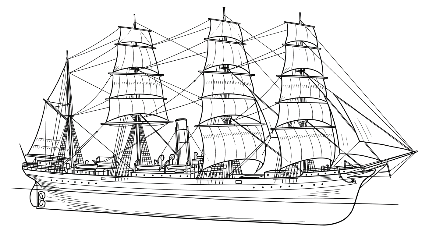 Engraved line drawing of the SS Oregon