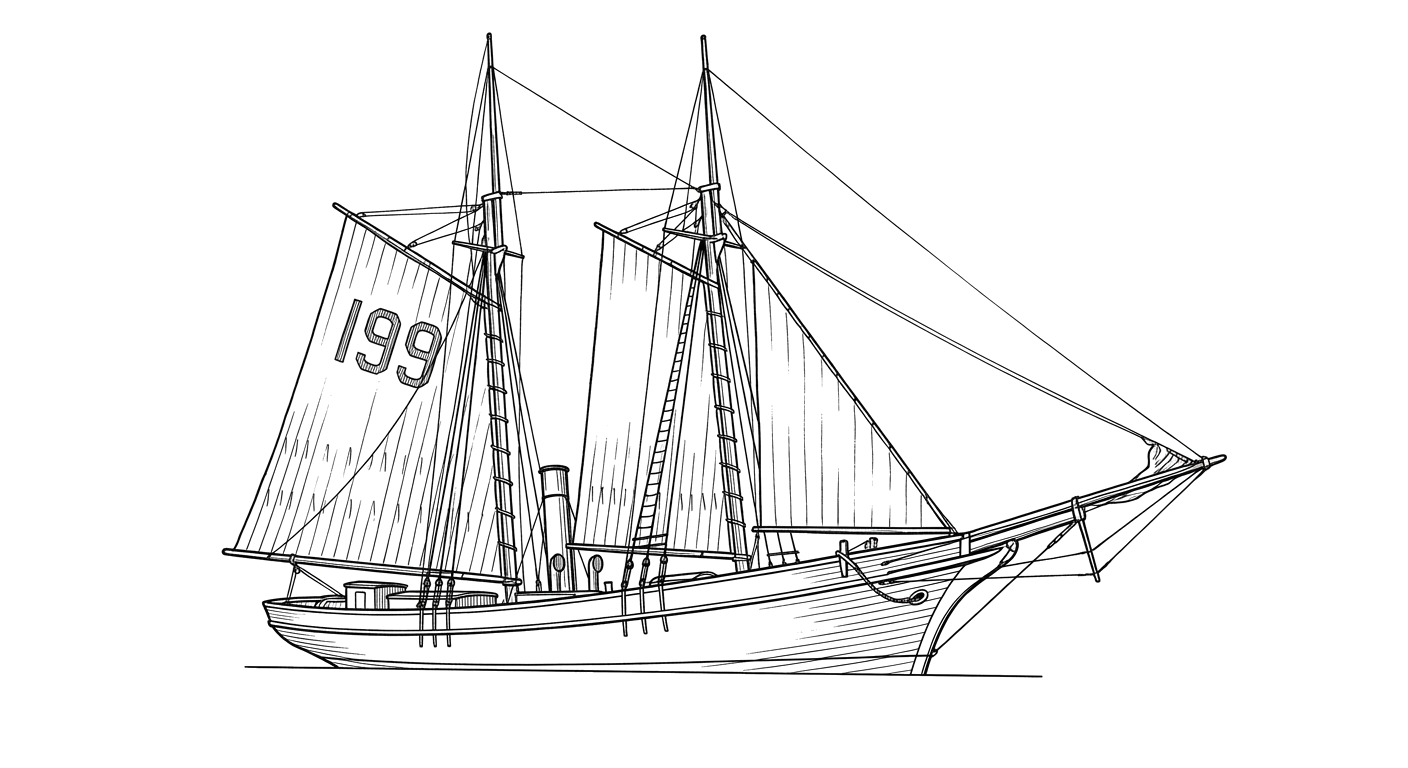 Engraved line drawing of the John D. Jones