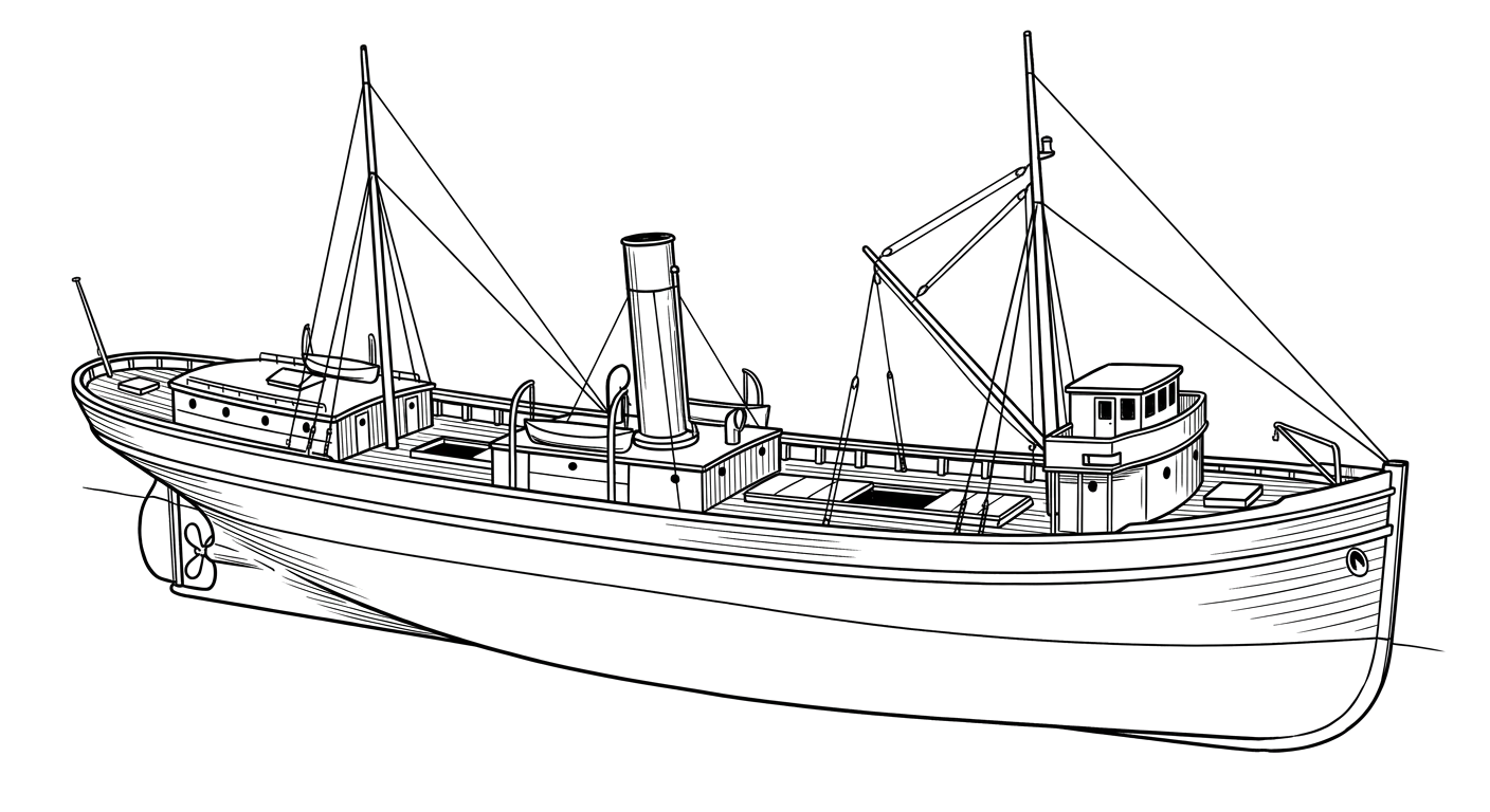 Engraved line drawing of the J.D. Marshall