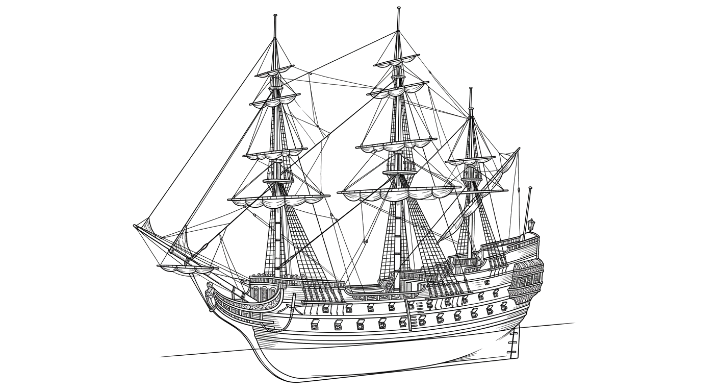 Engraved line drawing of the El Infante