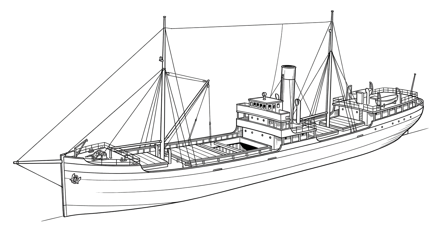 Engraved line drawing of the Ray of Hope