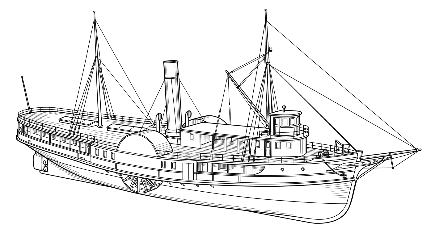Engraved line drawing of the Wawaset