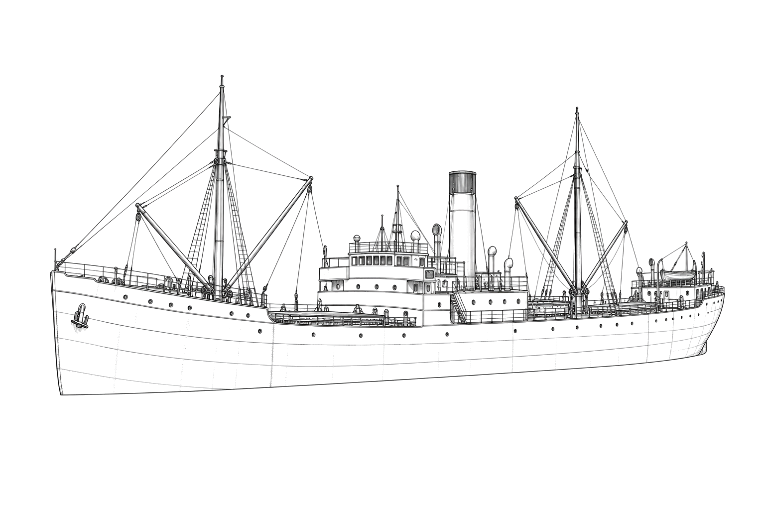 Engraved line drawing of the Torny