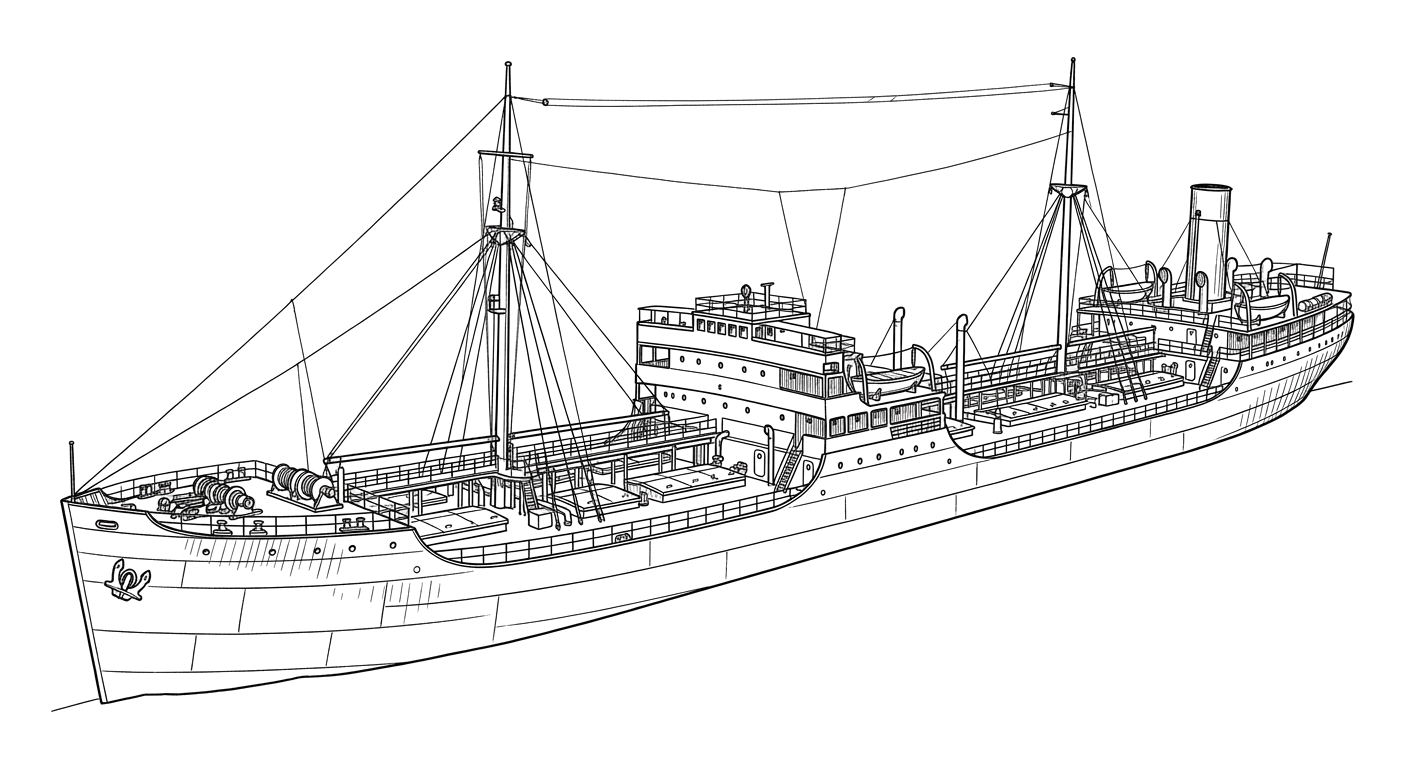 Engraved line drawing of the SS Coimbra
