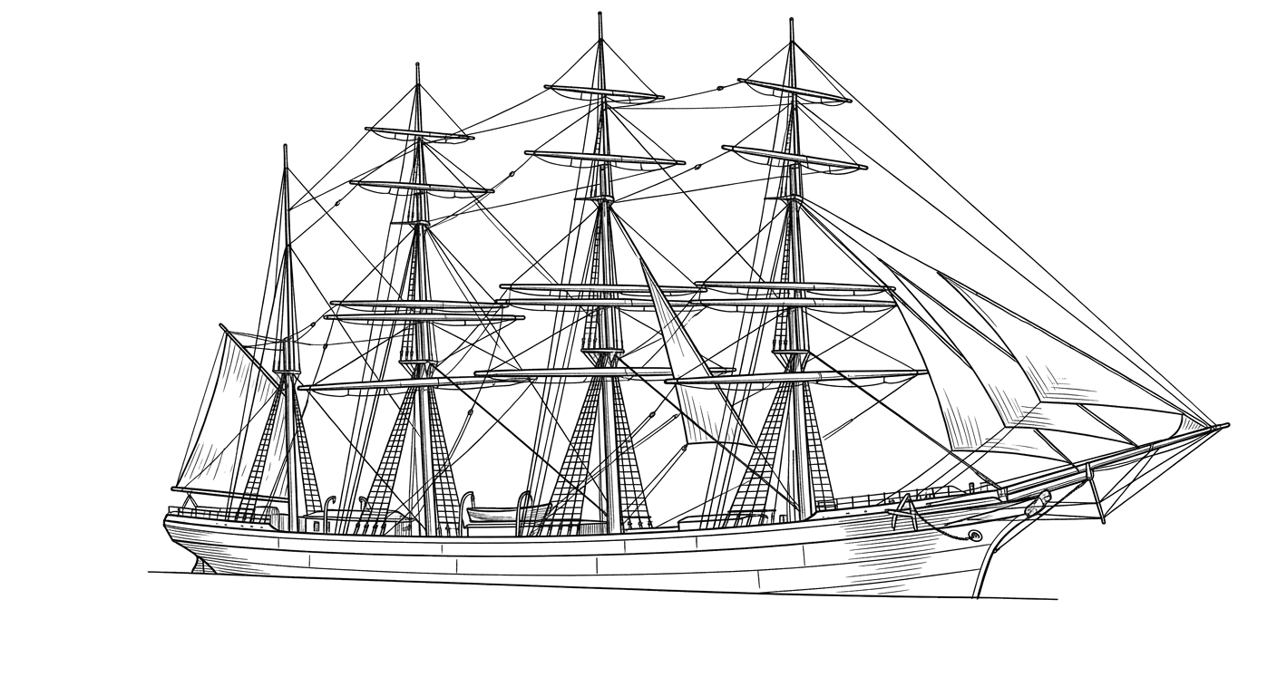 Engraved line drawing of the Goldenhorn