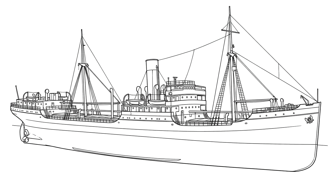 Engraved line drawing of the SS Papoose