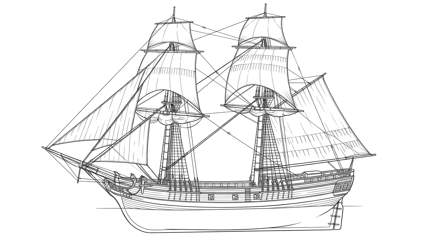 Engraved line drawing of the Frolic