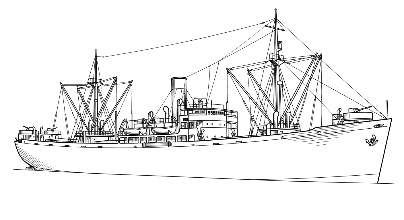 Engraved line drawing of the Thomas Hayward