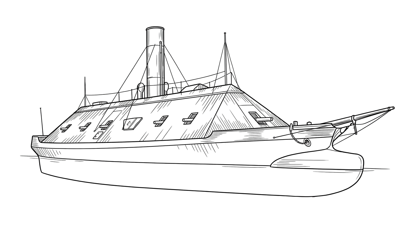 Engraved line drawing of the CSS Richmond