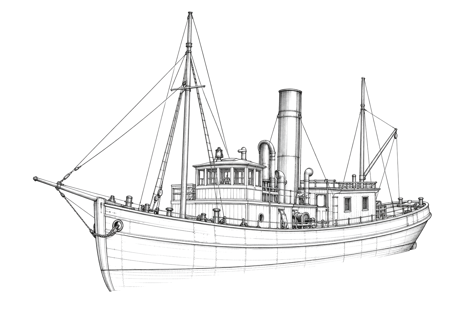 Engraved line drawing of the USS R. B. Forbes