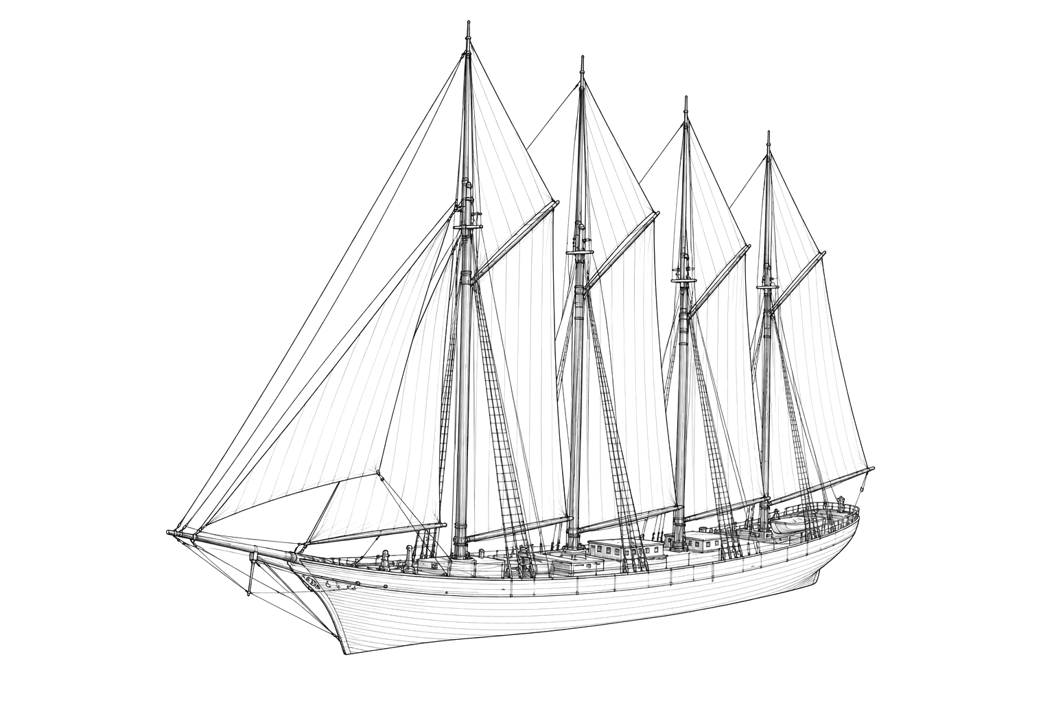 Engraved line drawing of the Stanley M. Seaman