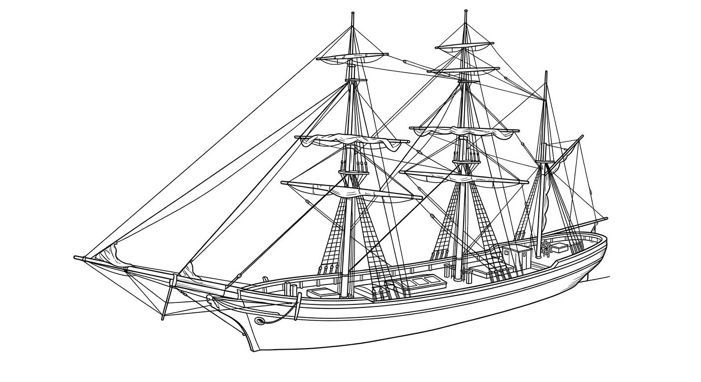Engraved line drawing of the Manuel Polanco Wreck