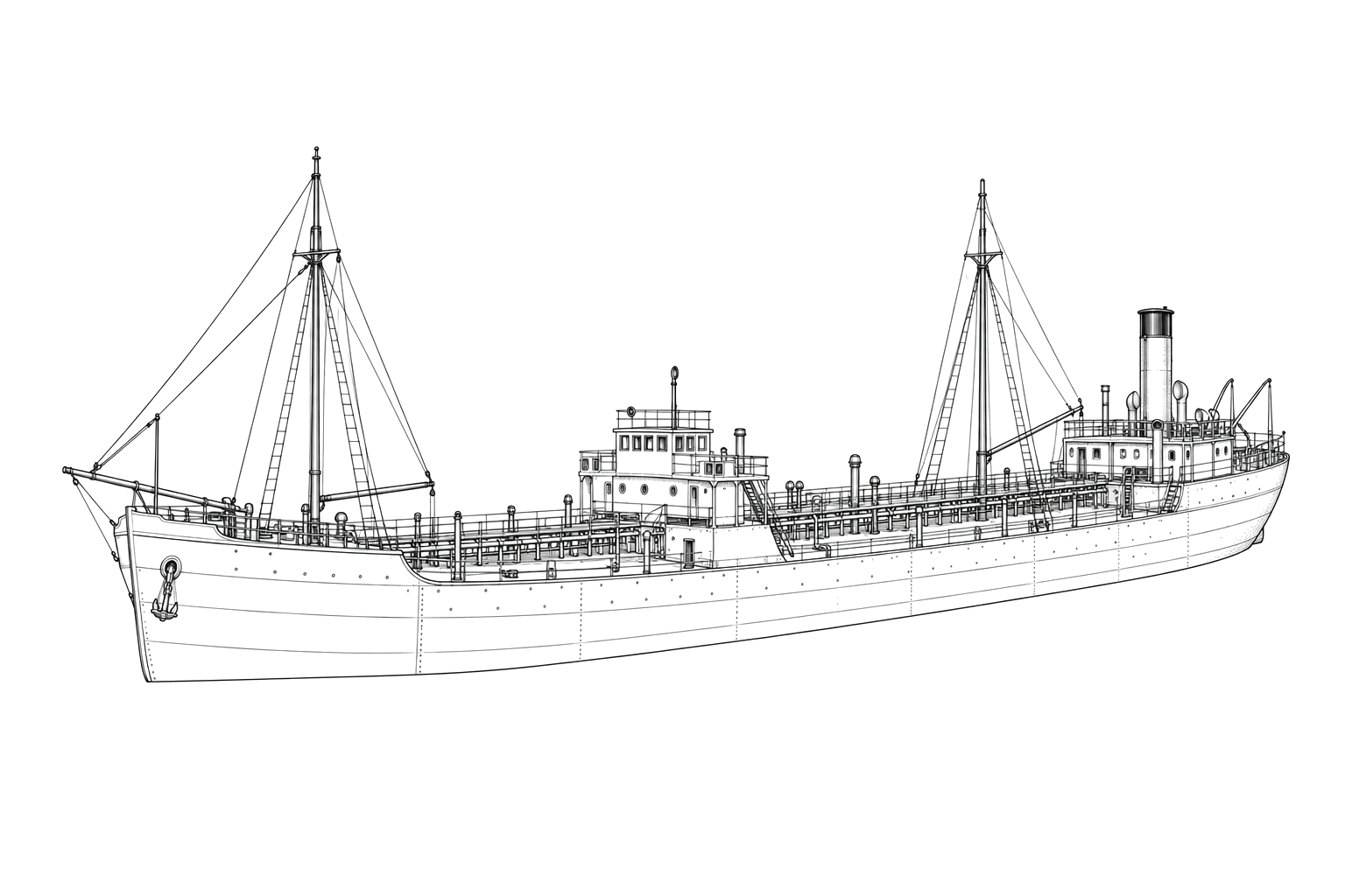 Engraved line drawing of the Potrero del Llano