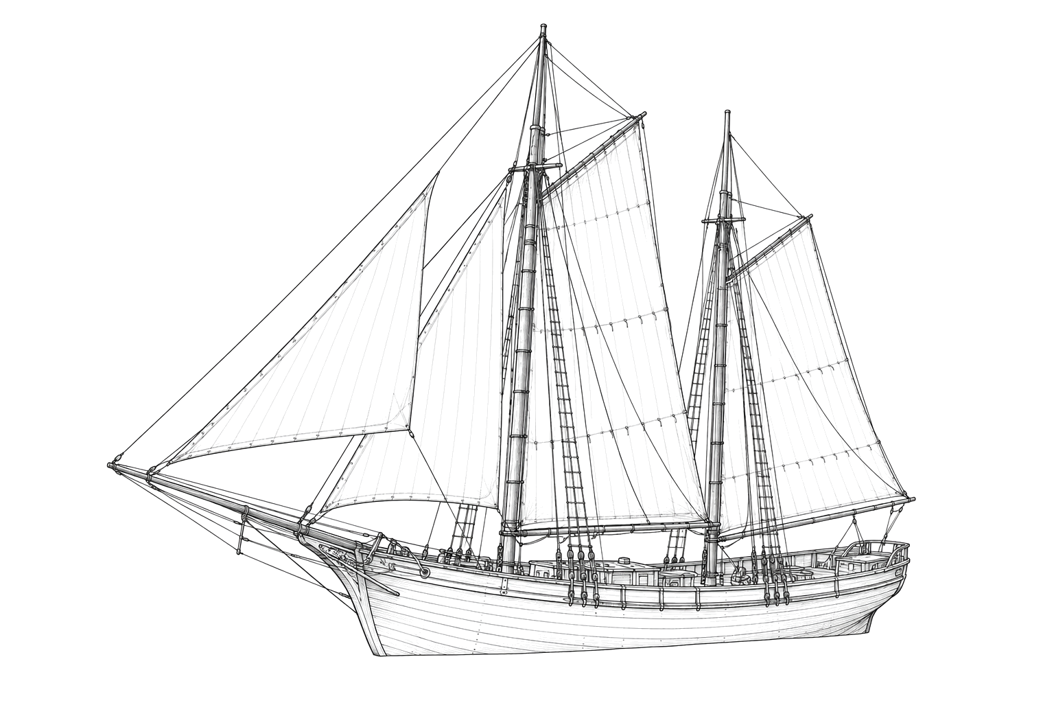 Engraved line drawing of the Peter Mowell