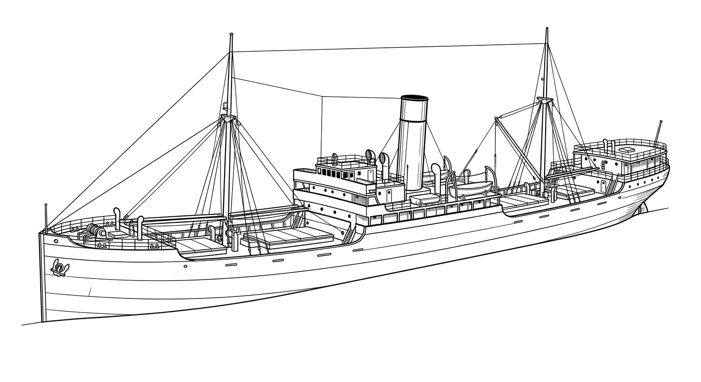 Engraved line drawing of the Wandby