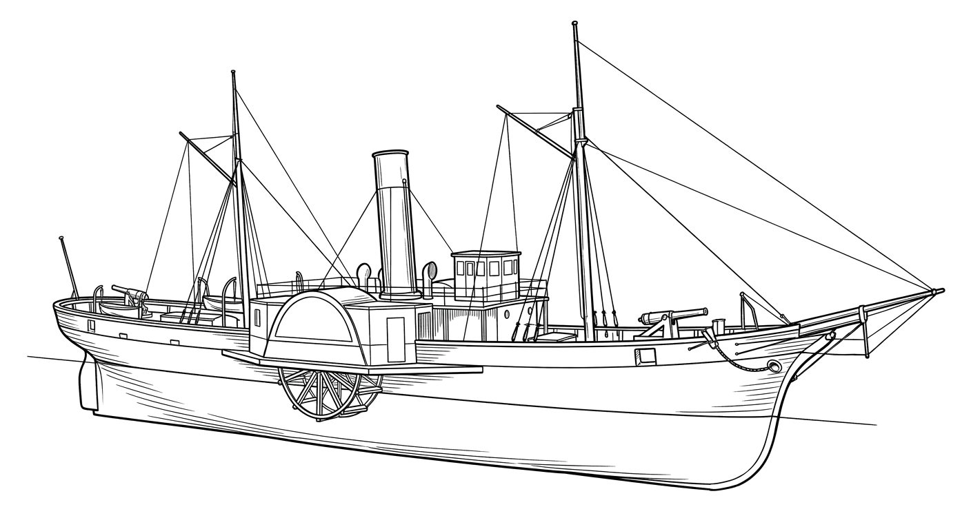 Engraved line drawing of the USS Clifton