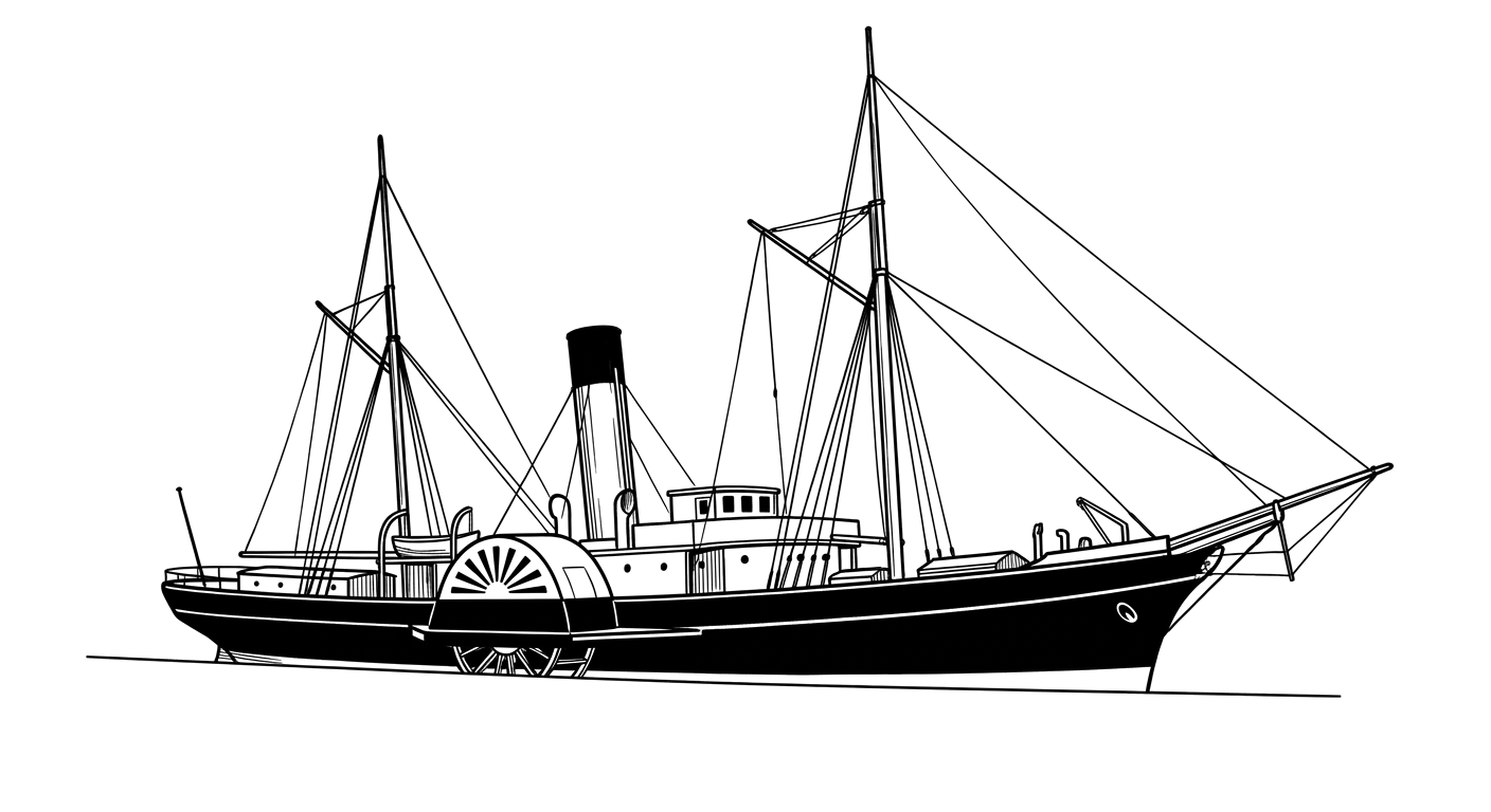 Engraved line drawing of the Etiwan