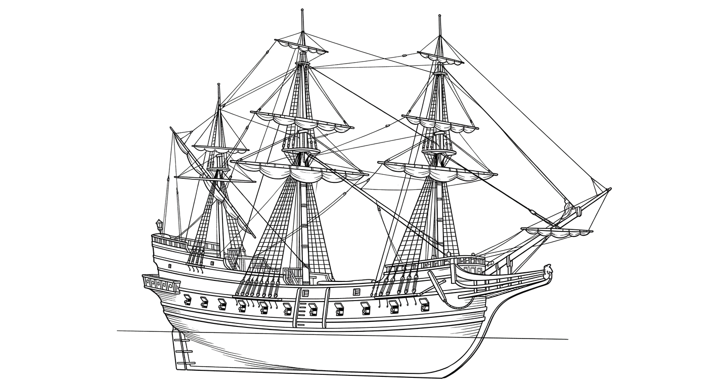 Engraved line drawing of the El Gallo Indiano