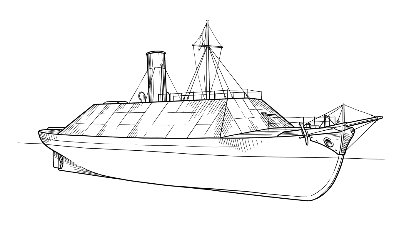 Engraved line drawing of the CSS Palmetto State
