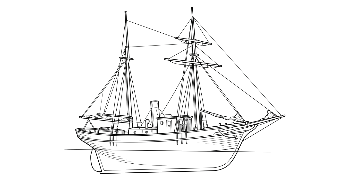 Engraved line drawing of the Jeannie
