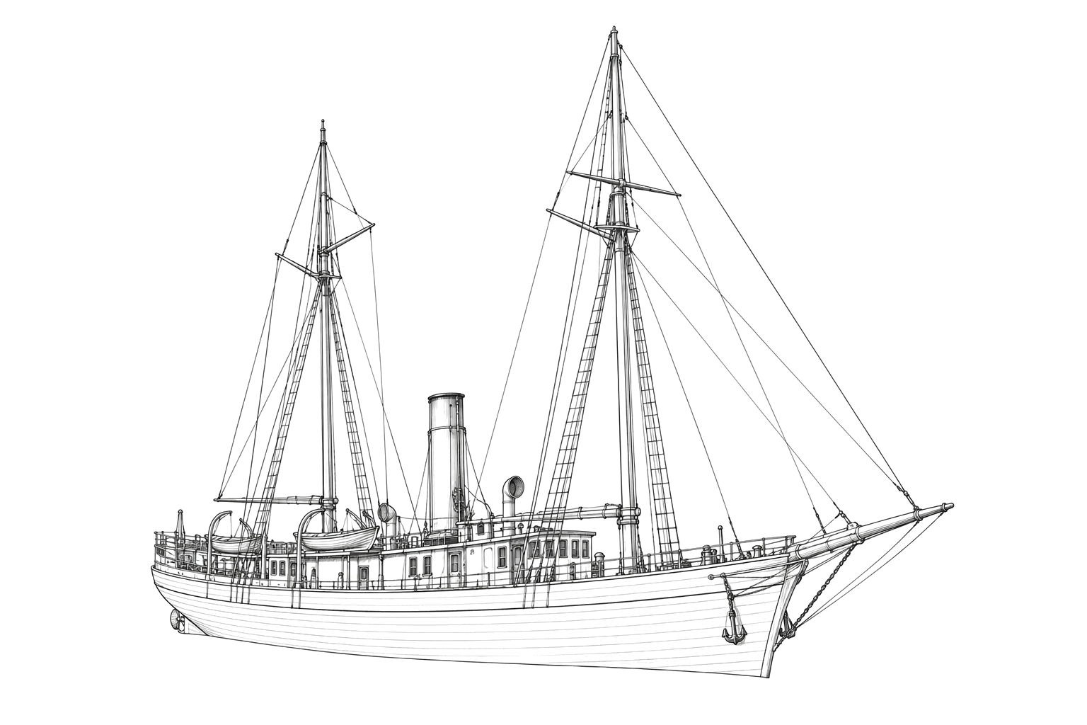Engraved line drawing of the Jane L. Stanford