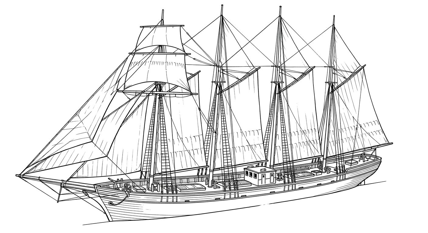 Engraved line drawing of the Alma A. E. Holmes
