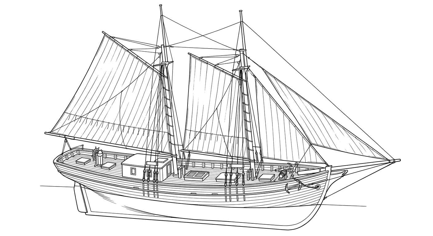 Engraved line drawing of the Oscar C. Aiken