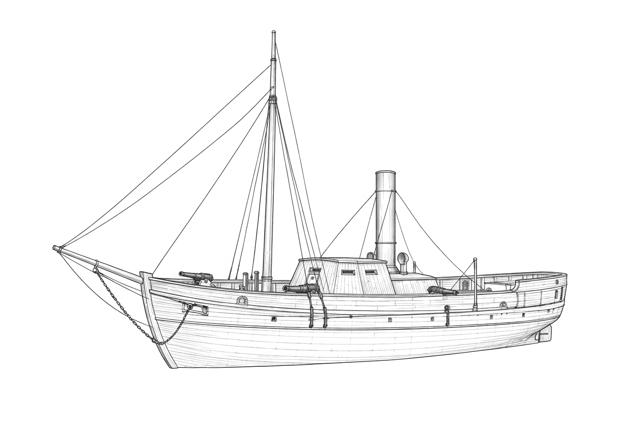 Engraved line drawing of the Picket