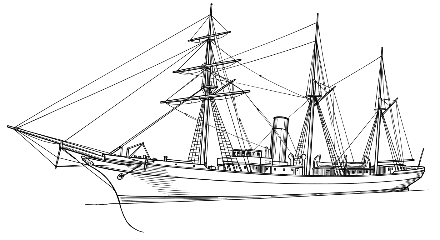 Engraved line drawing of the Alva