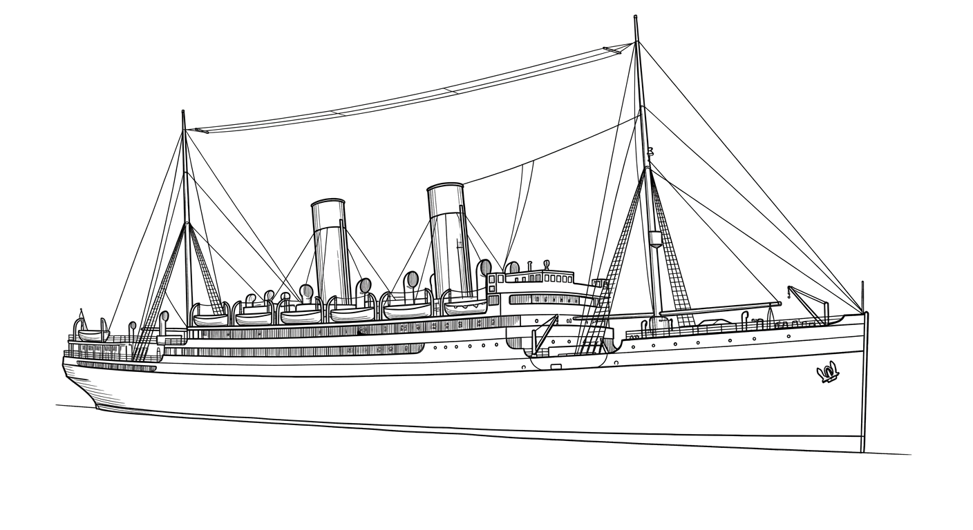 Engraved line drawing of the RMS Empress of Ireland