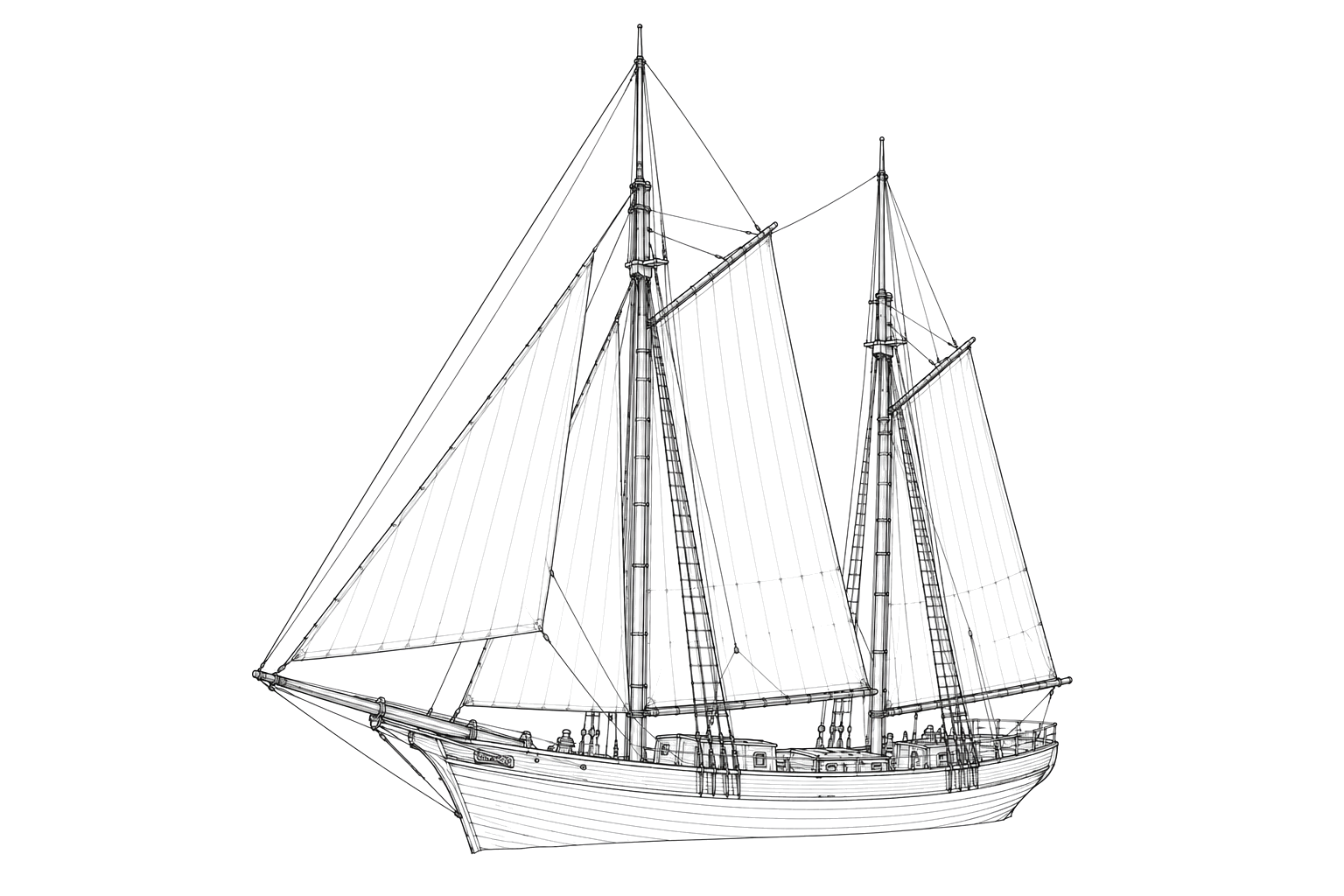 Engraved line drawing of the Mary