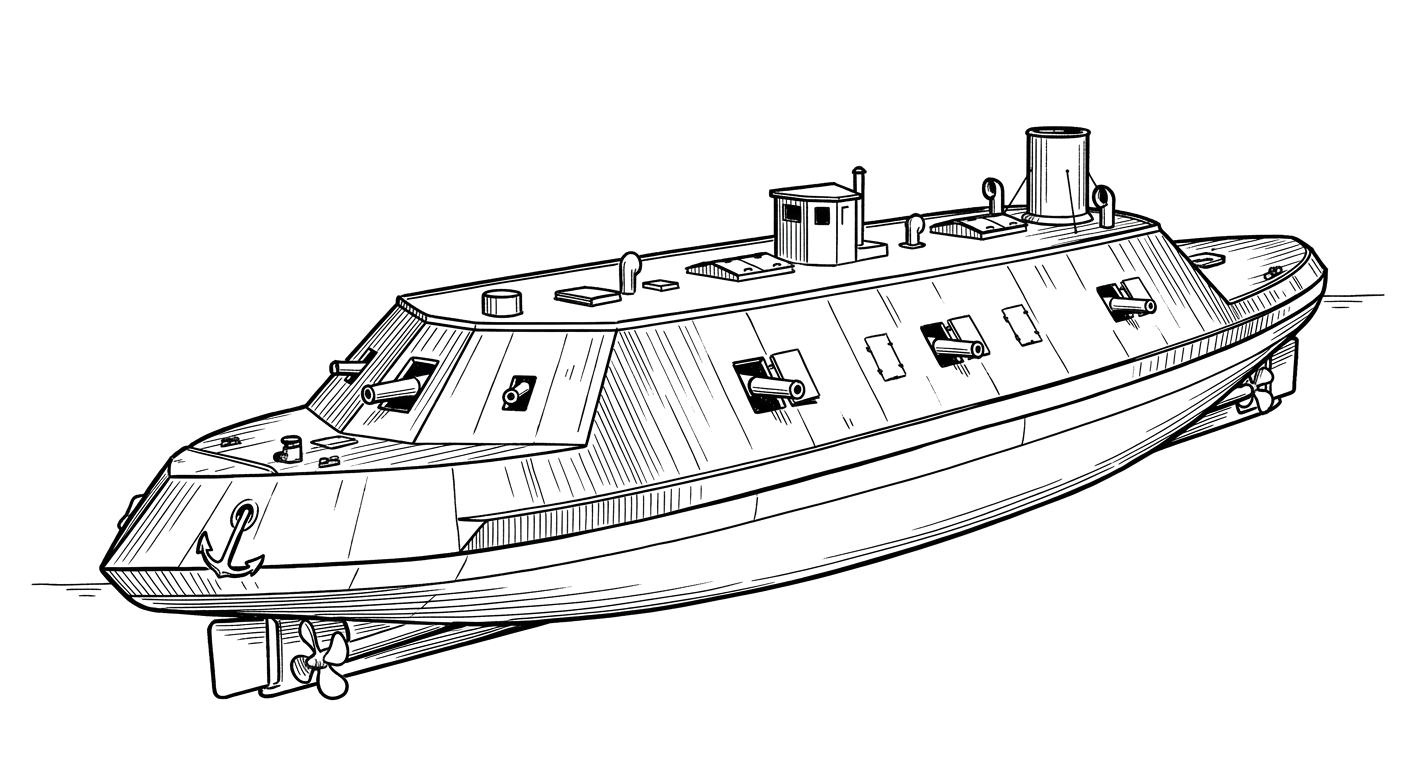 Engraved line drawing of the CSS Tuscaloosa