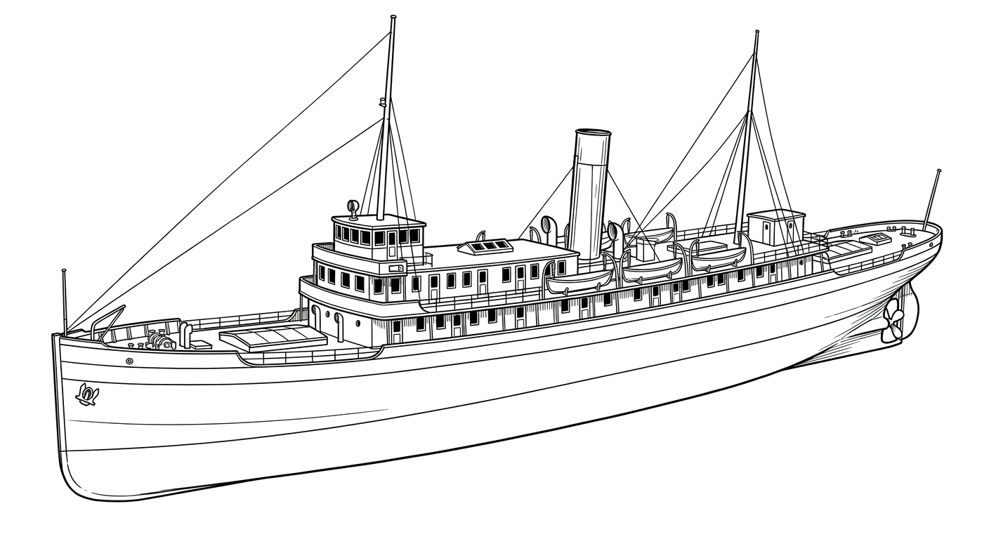 Engraved line drawing of the SS Algoma
