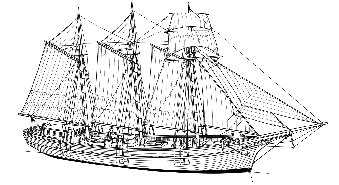Engraved line drawing of the Isabel B. Wiley