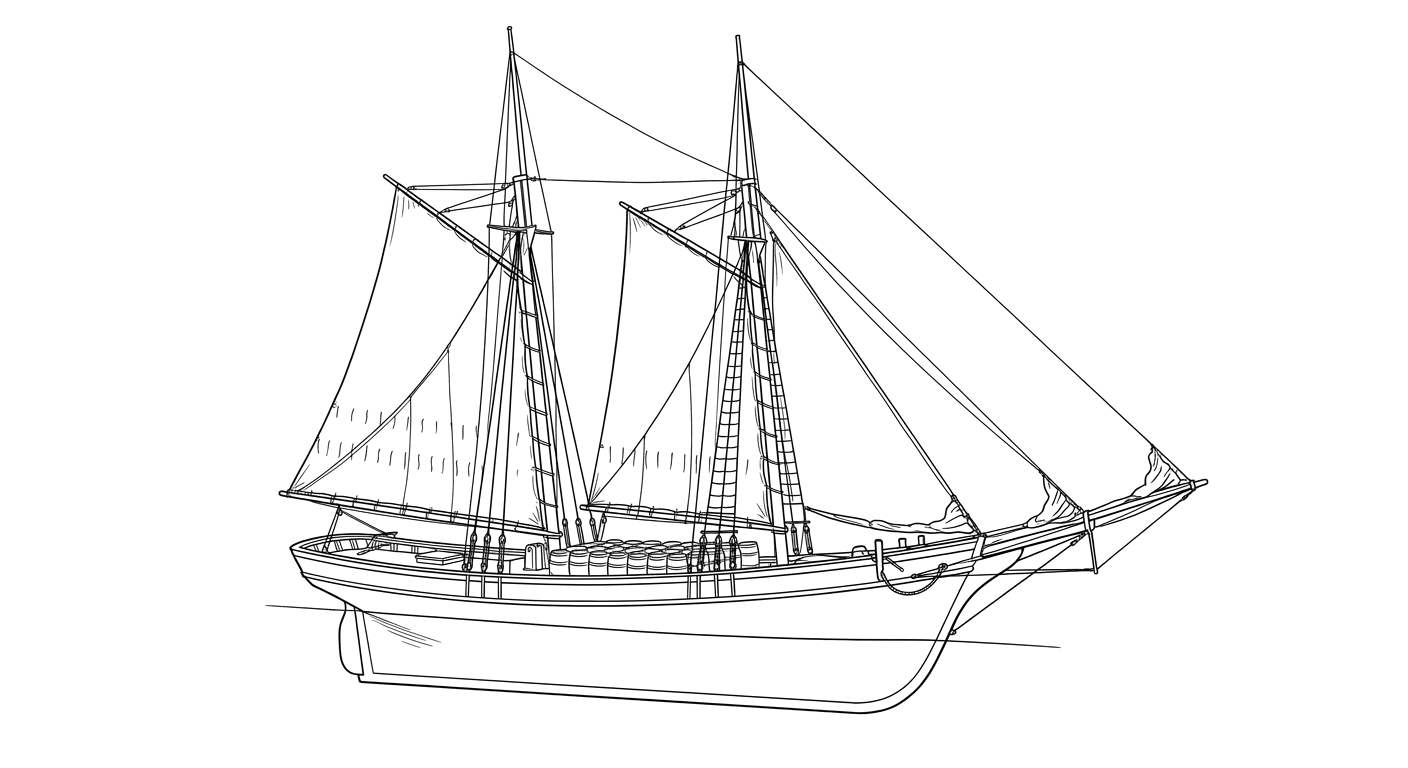 Engraved line drawing of the Carrie L. Hix