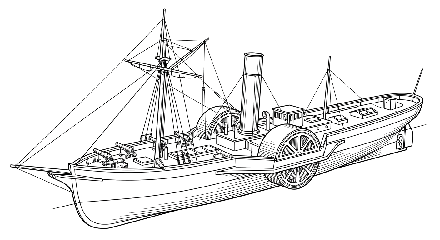 Engraved line drawing of the Zavala