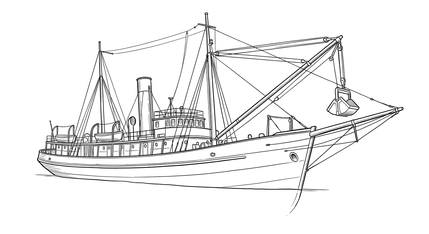 Engraved line drawing of the Henry Bacon (dredge)
