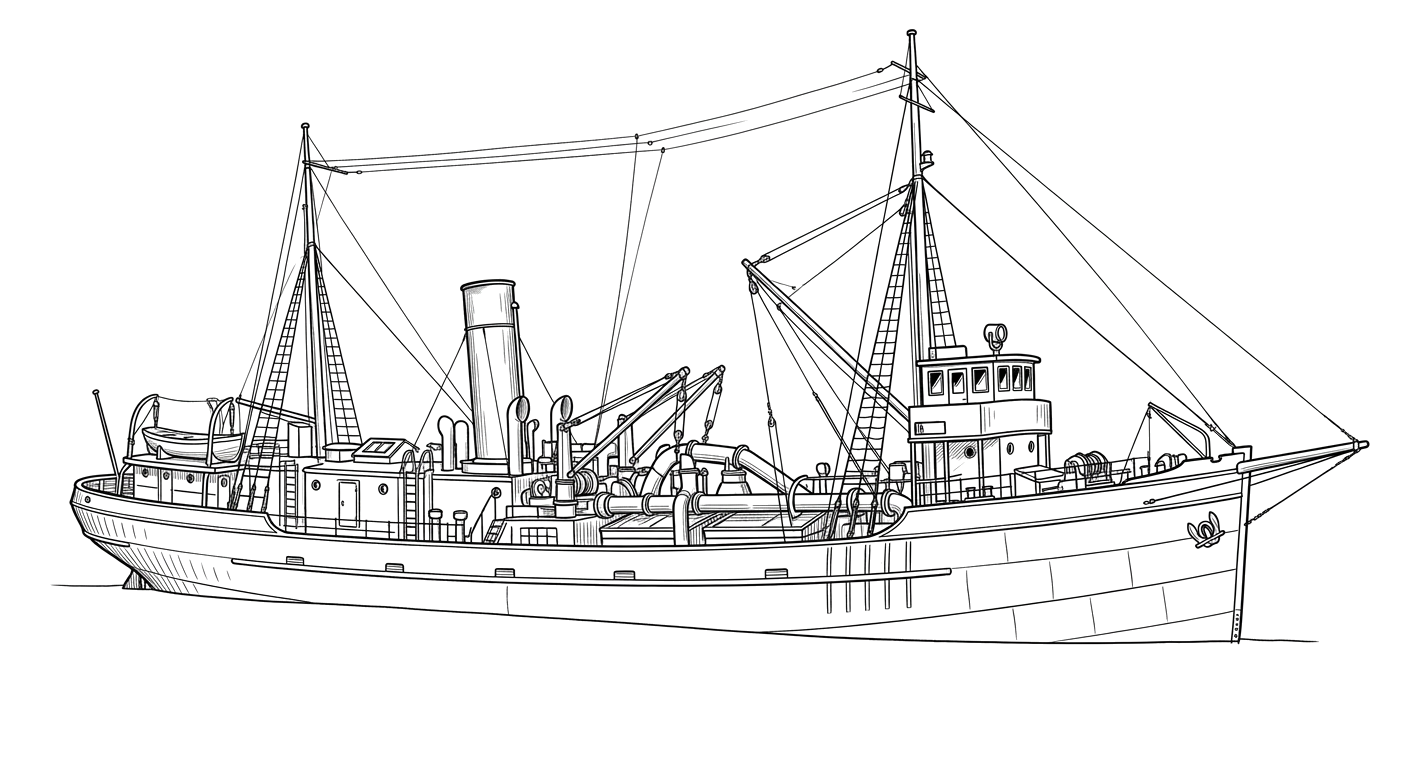 Engraved line drawing of the Sand Merchant