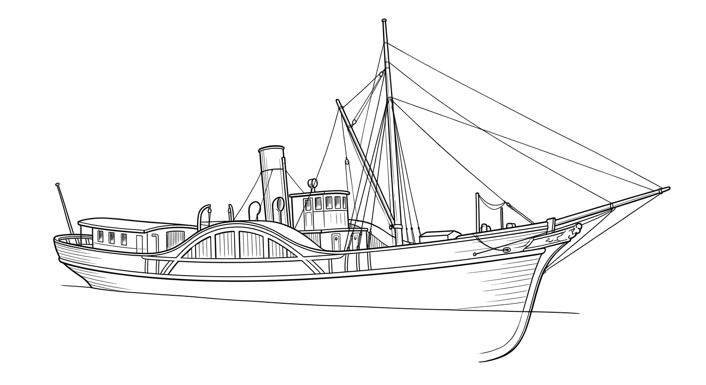 Engraved line drawing of the Manistee