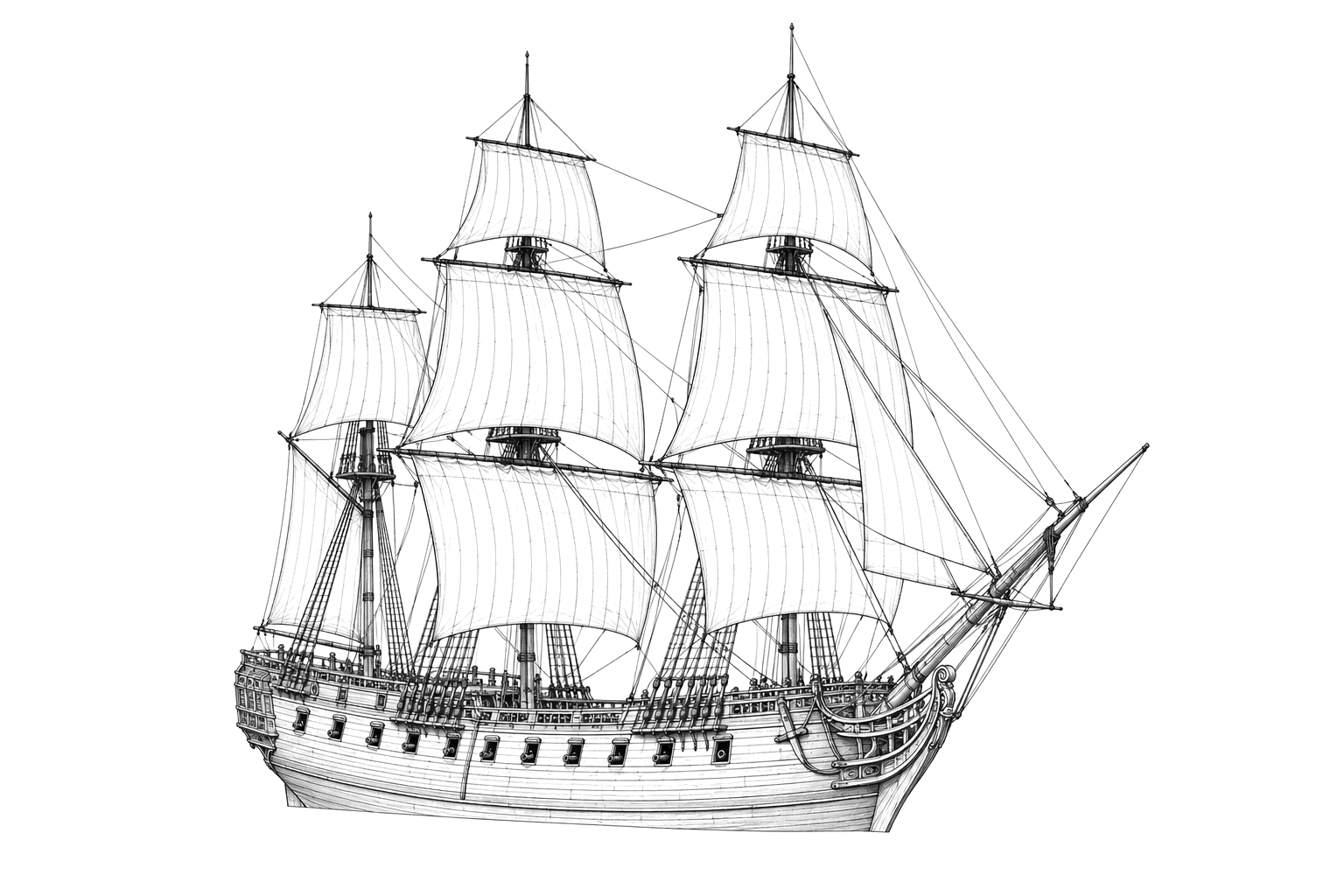 Engraved line drawing of the HMS Looe