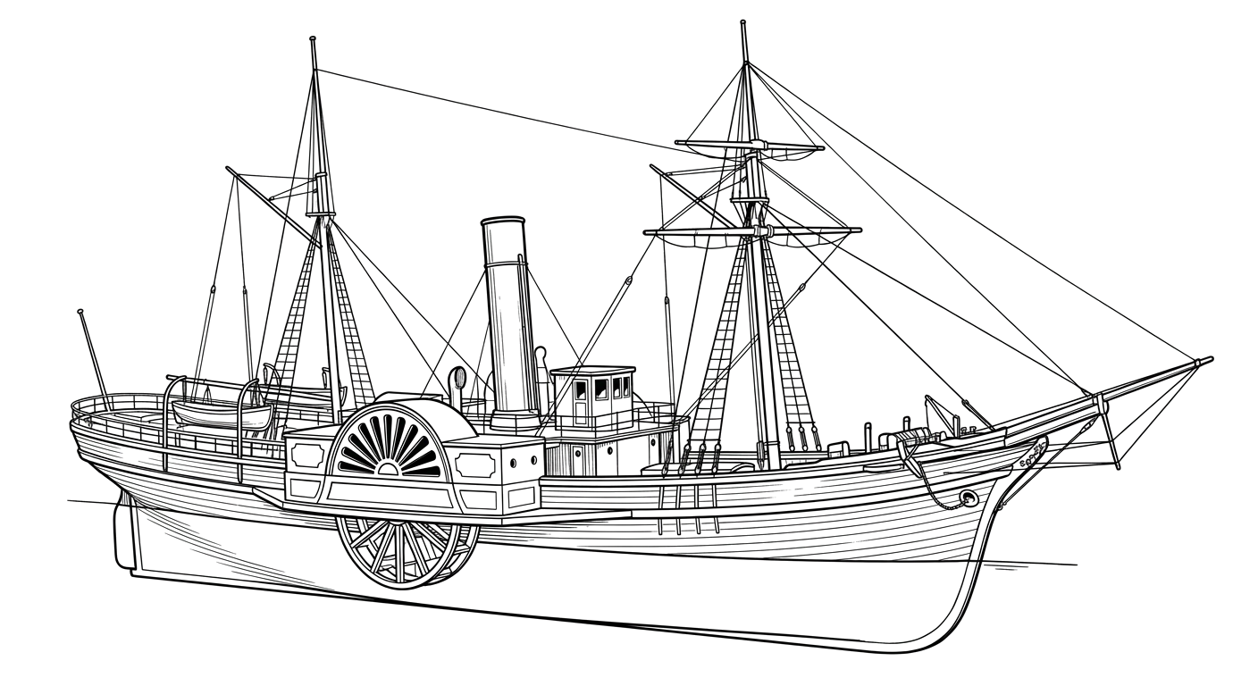 Engraved line drawing of the Del Norte