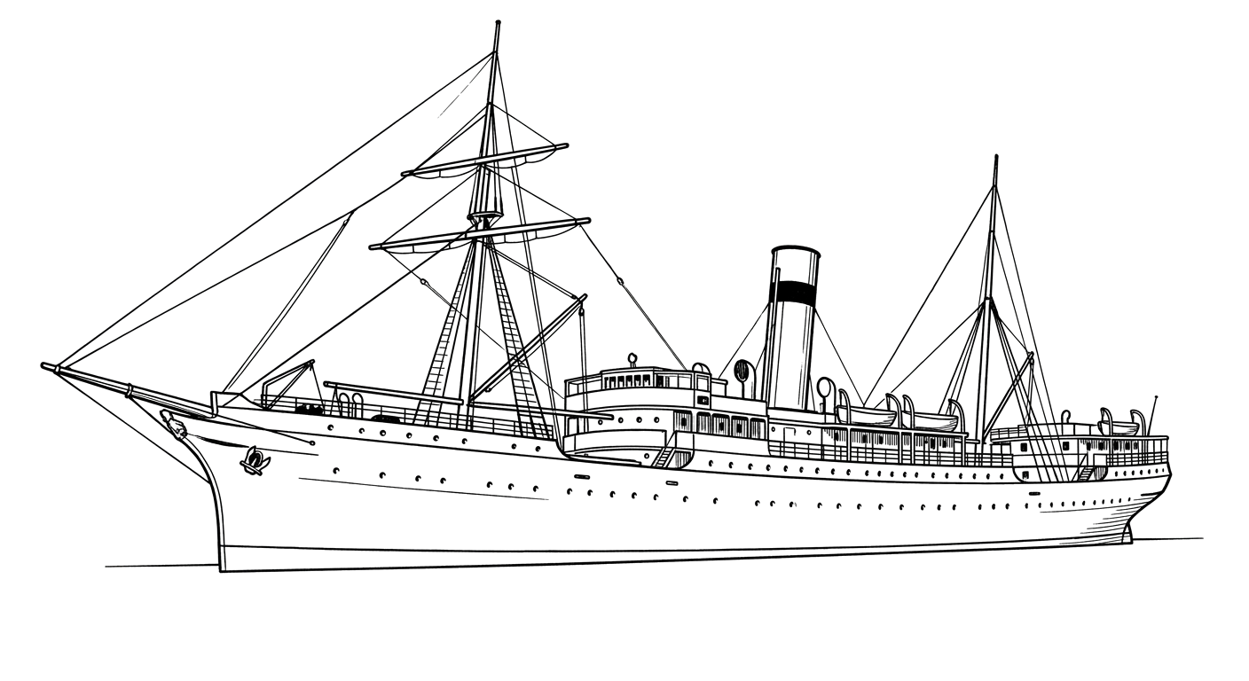 Engraved line drawing of the SS Proteus