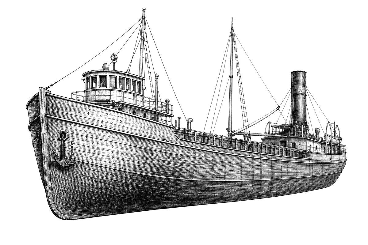 Engraved line drawing of the Frank O'Connor