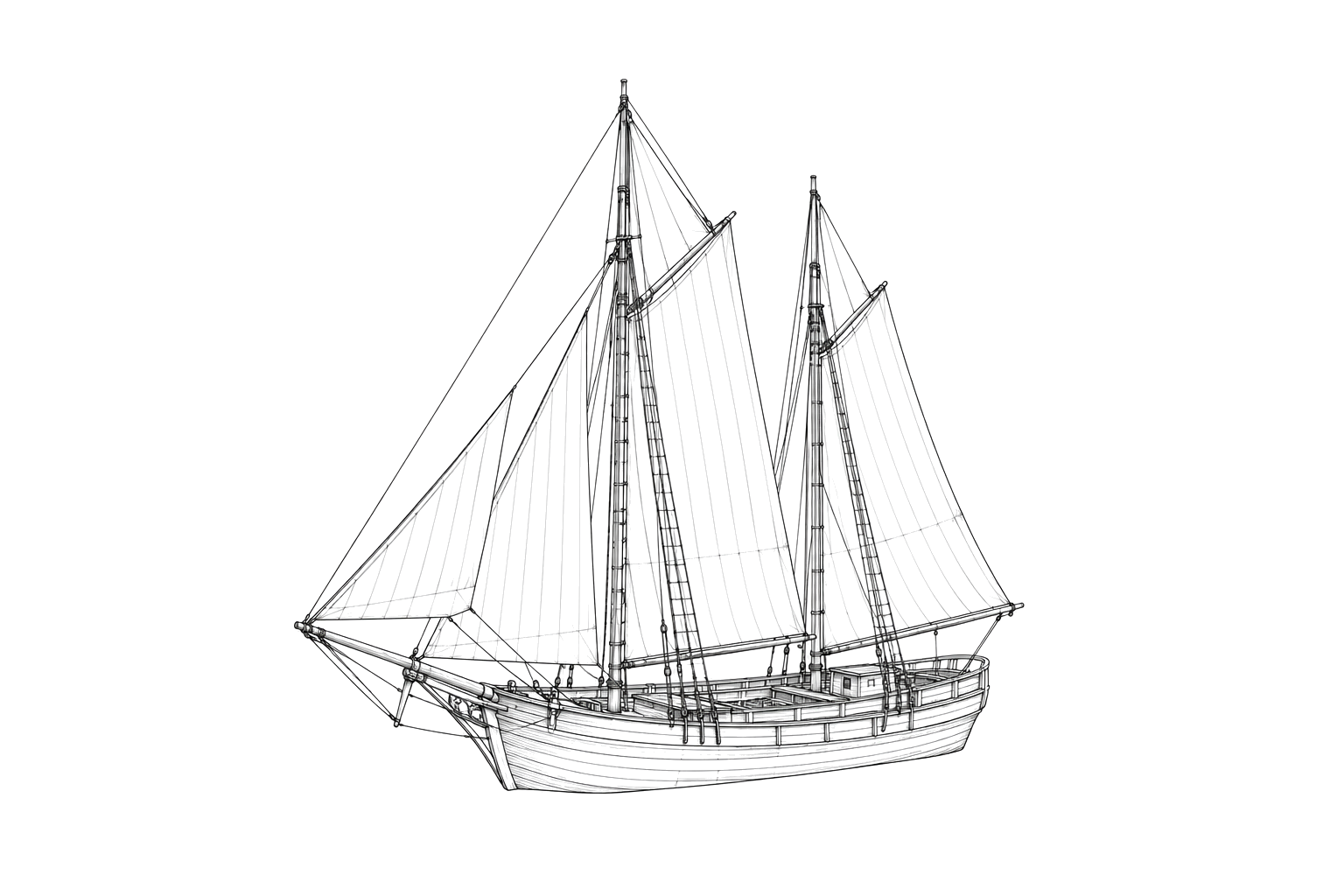 Engraved line drawing of the Laurina