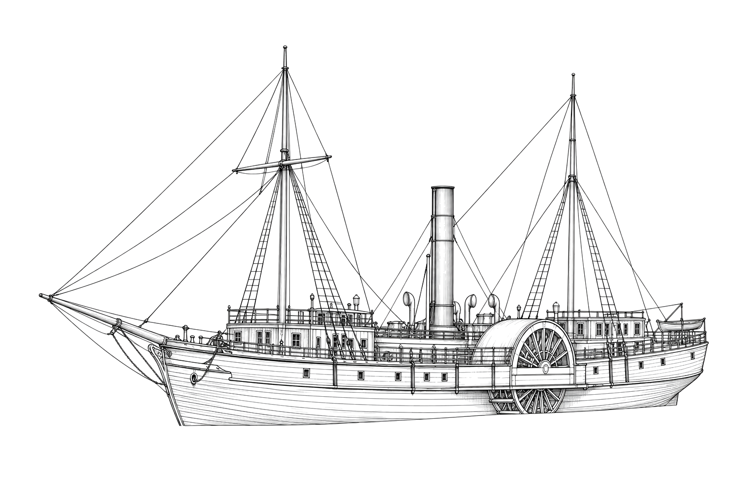 Engraved line drawing of the SS Home
