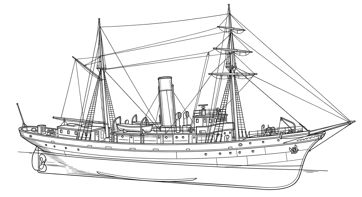 Engraved line drawing of the USRC Tahoma