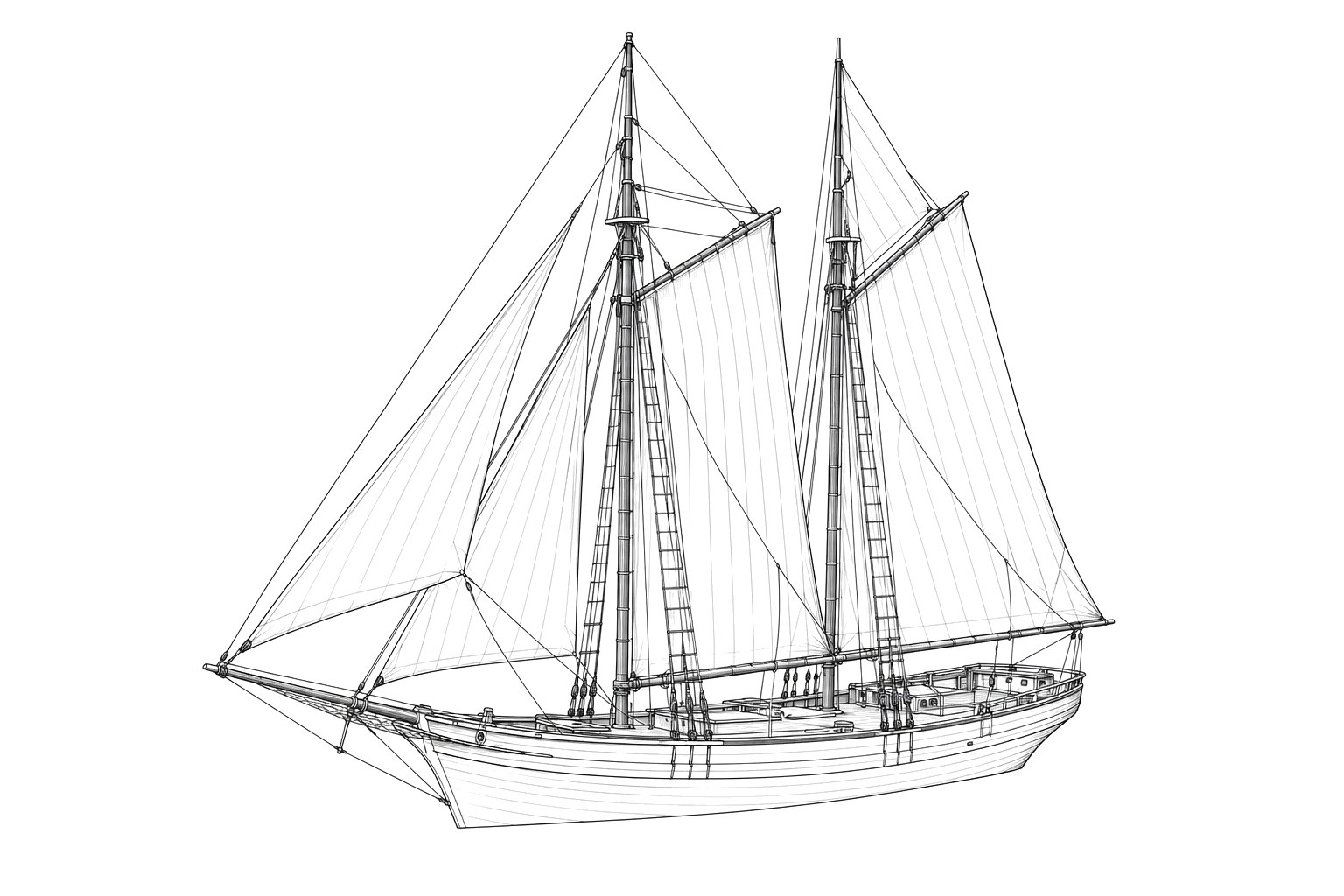 Engraved line drawing of the Onward