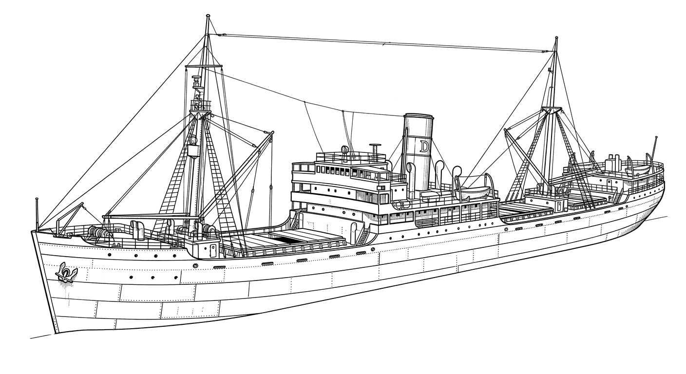 Engraved line drawing of the SS Lord Strathcona