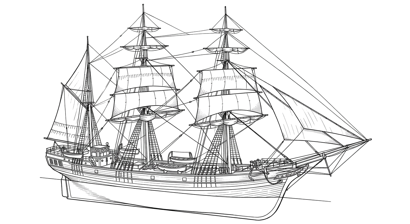 Engraved line drawing of the Kad'yak