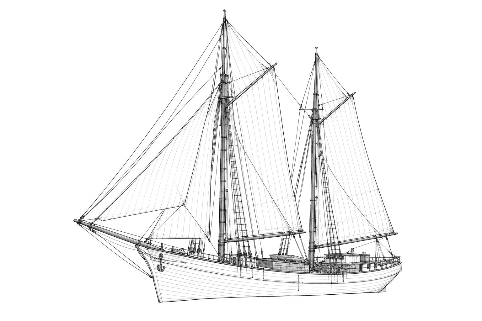 Engraved line drawing of the Lena F. Oxner